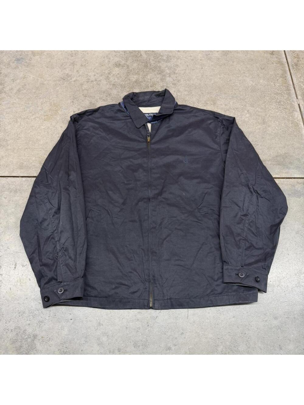 vintage nautica harrington navy blue zip up bomber jacket size xl